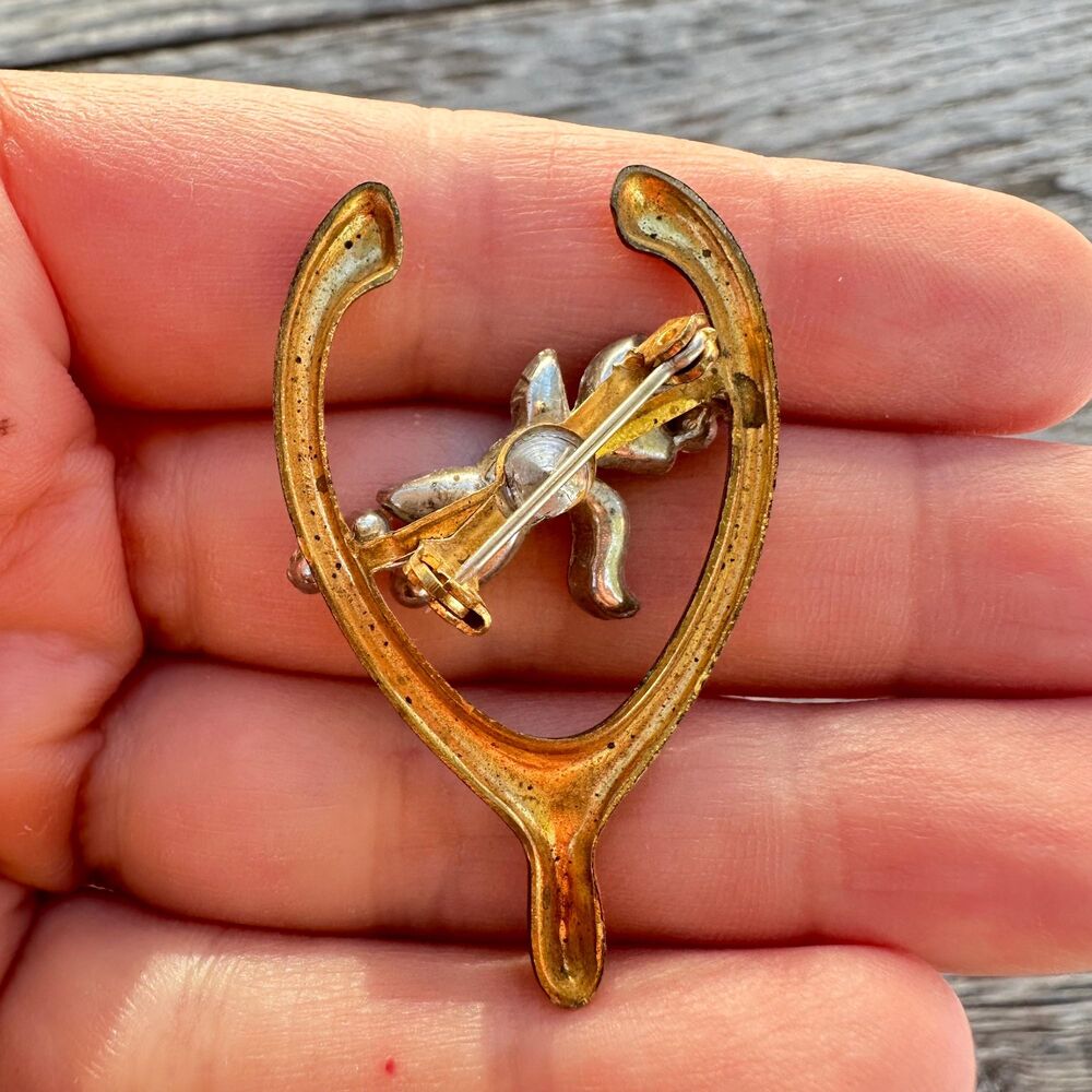 Vintage Jewelry wishbone brooch Wish Bone Lucky Pin - Picture 3 of 3